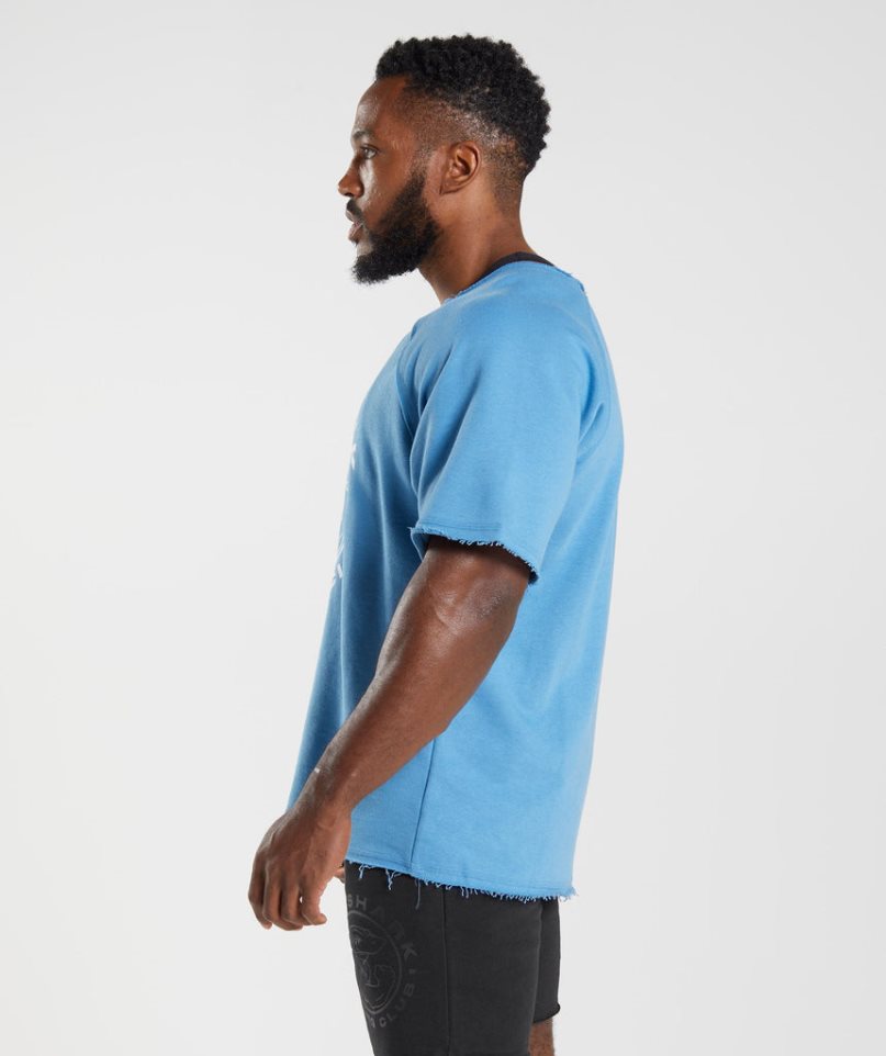 Men's Gymshark Legacy Rag Top T-Shirts Blue | CA 157DAN